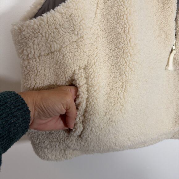 Oli & Hali Sherpa Polar Fleece Cropped Vest XL Fuzzy 1/4 Zip Outdoor Cream Ivory - Picture 4 of 9